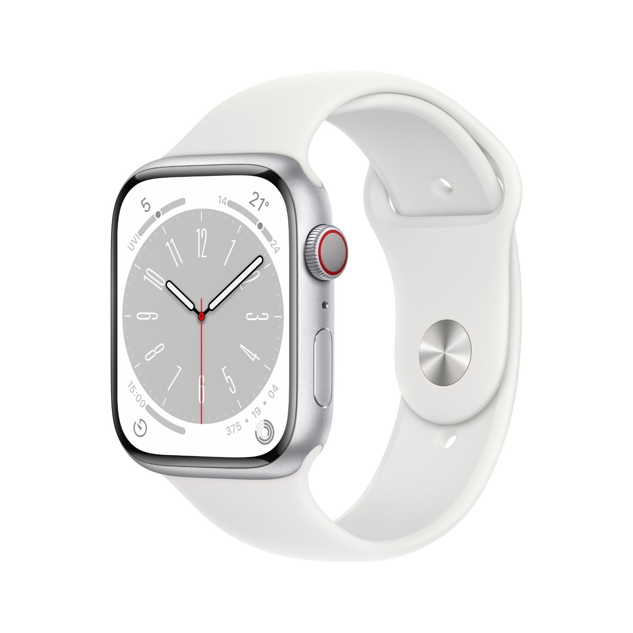 Apple Watch Series 8 Aluminium 45mm Cellular - Silver- Fair - New Battery