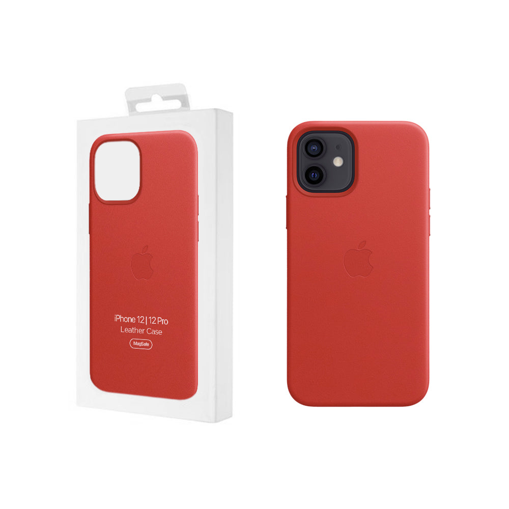 Genuine Apple iPhone 12|12 Pro Leather Sleeve with Magsafe - Scarlet