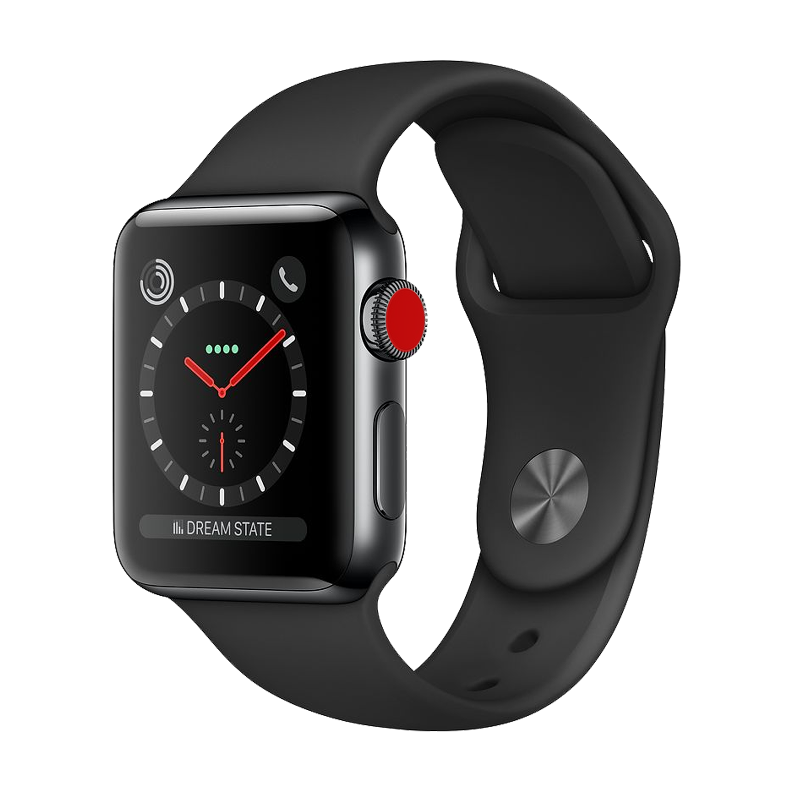 Apple Watch Series 3 Stainless 38mm Black Excellent Cellular - Unlocked - Enhanced Battery